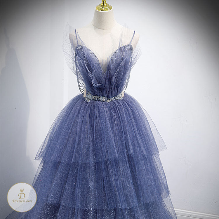 #7585 DEEP V-NECK EVENING DRESS