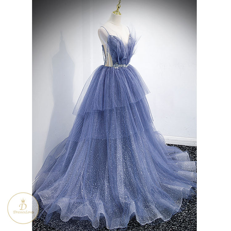 #7585 DEEP V-NECK EVENING DRESS