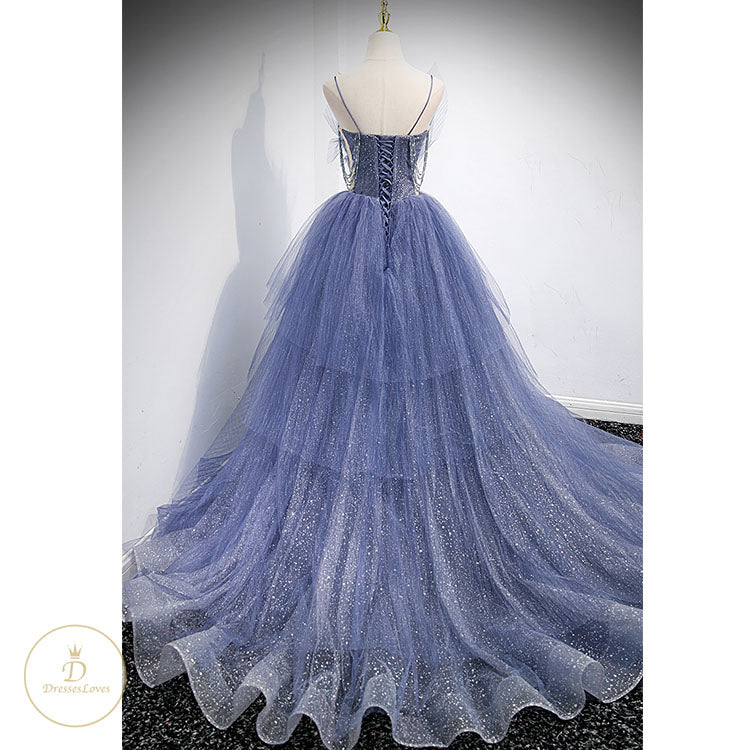 #7585 DEEP V-NECK EVENING DRESS