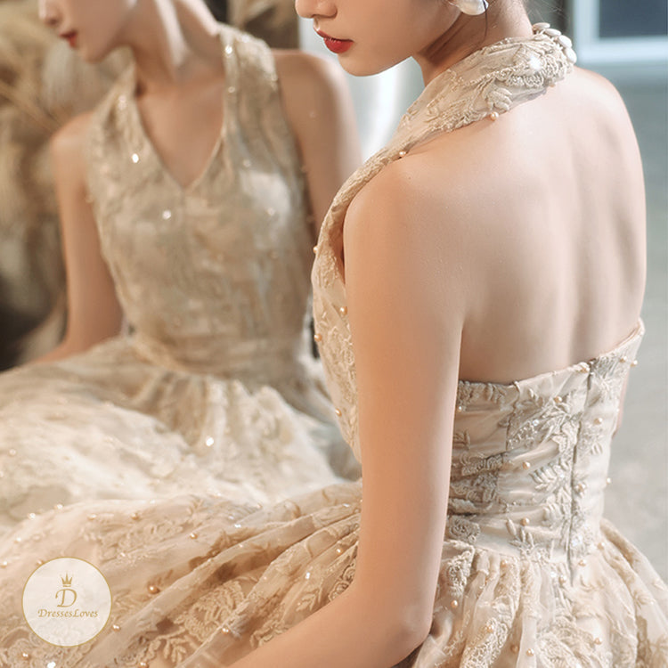 #7591 HALTER NECK EVENING DRESS