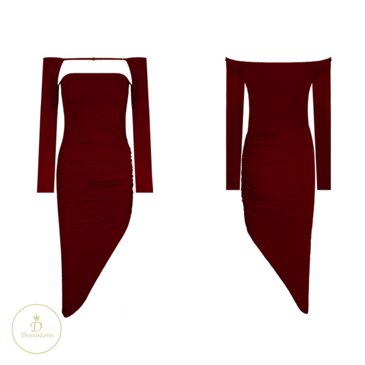 #7593 ONE WORD SHOULDER EVENING DRESS
