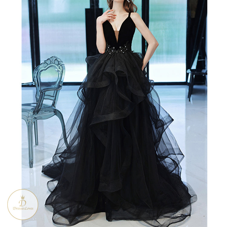 #7615 SLIP DEEP V EVENING DRESS