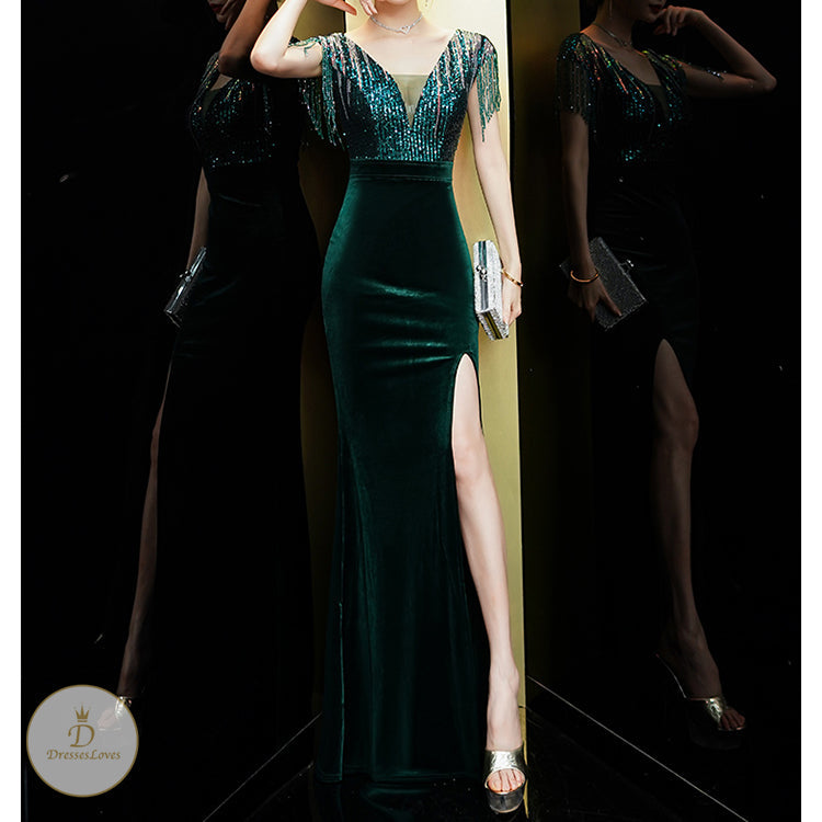 #7630 SEQUIN EVENING DRESS