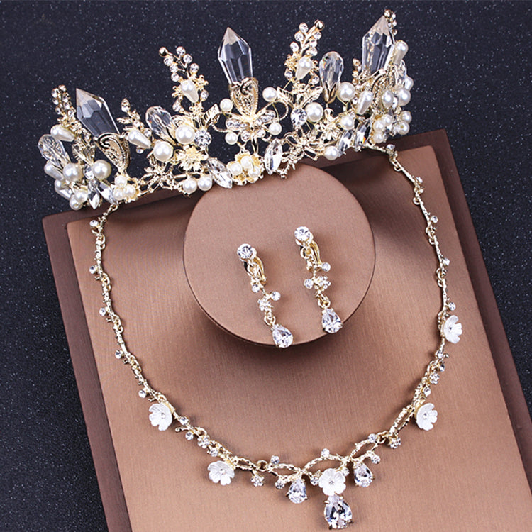 #R33253 Crown + Earrings + Necklace (Three-piece )