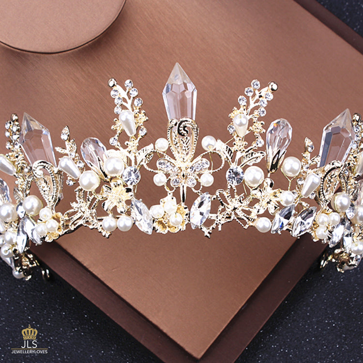 #R33253 Crown + Earrings + Necklace (Three-piece )