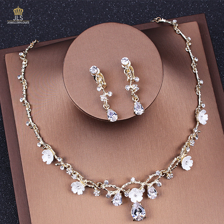 #R33253 Crown + Earrings + Necklace (Three-piece )