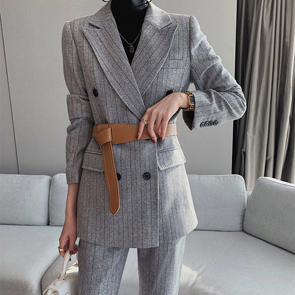 STRIPE SUIT BLAZER AND TROUSERS