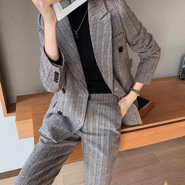 STRIPE SUIT BLAZER AND TROUSERS
