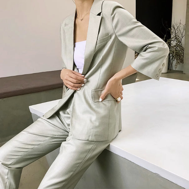 SUIT 3/4 SLEEVES BLAZER AND TROUSERS