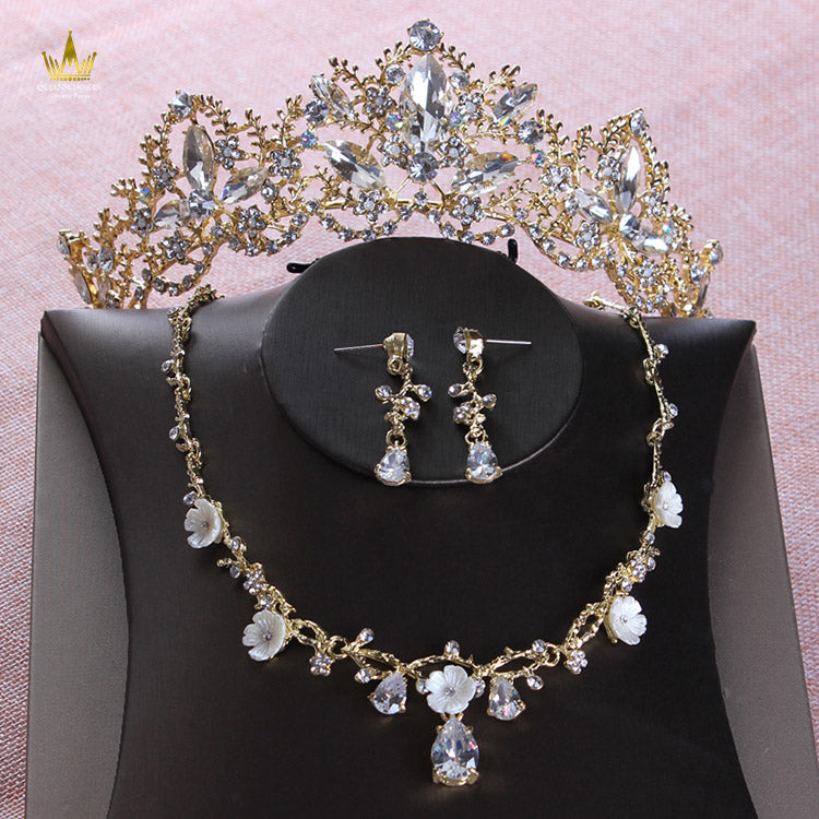#TQ2064 Crown + Earrings + Necklace (Three-piece )