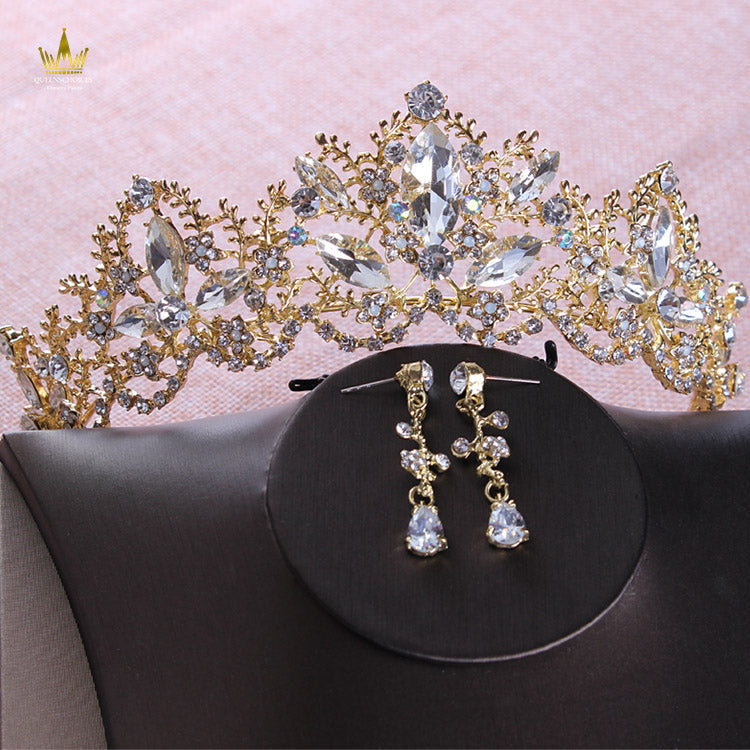 #TQ2064 Crown + Earrings + Necklace (Three-piece )
