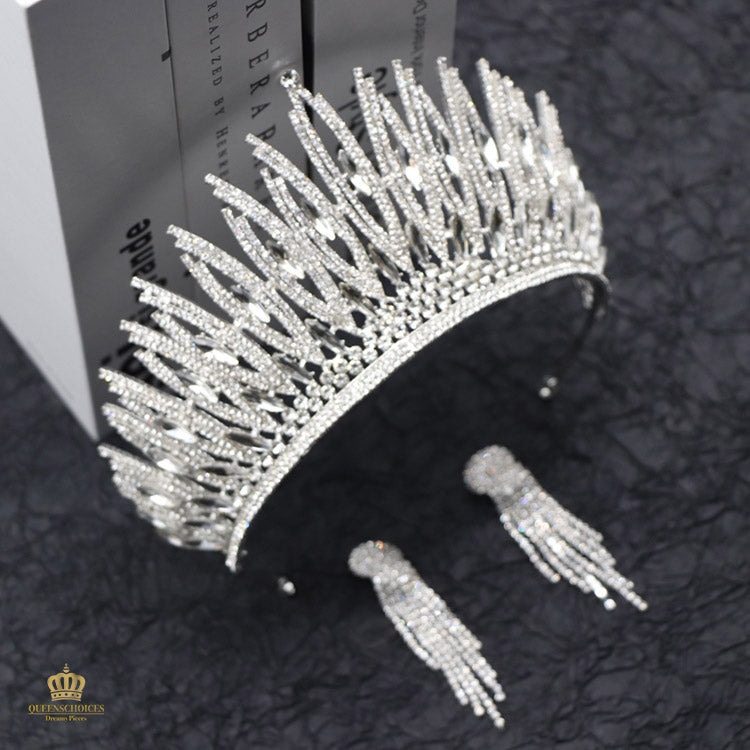 #TQ2067 Crown + Earrings (Two-piece )