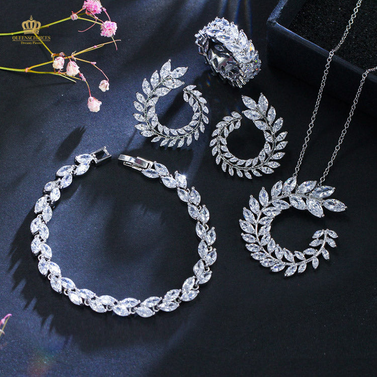 #TQ2077 Bracelet + Earrings + Necklace + Ring (Four-piece )
