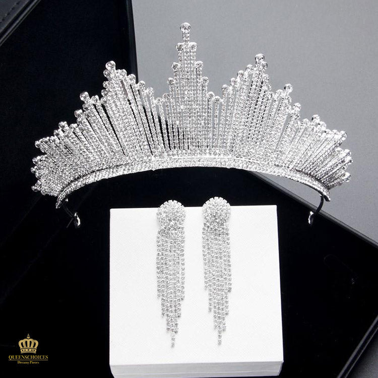 #TQ2109 Crown + Earrings + Necklace (Three-piece )