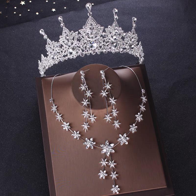 #TQ2128 Crown + Earrings + Necklace (Three-piece )