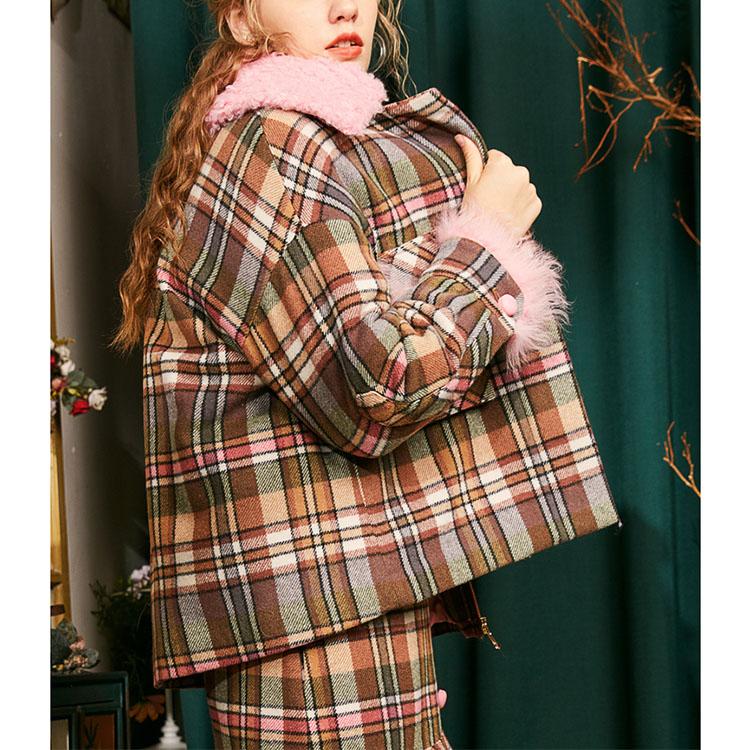Plaid wool woolen jacket
