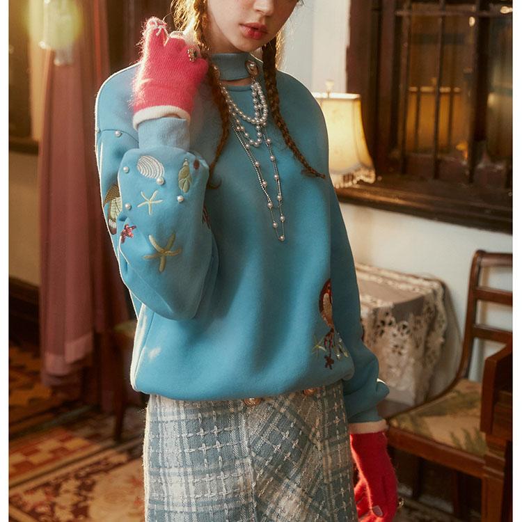Heavy industry beaded sequin design top