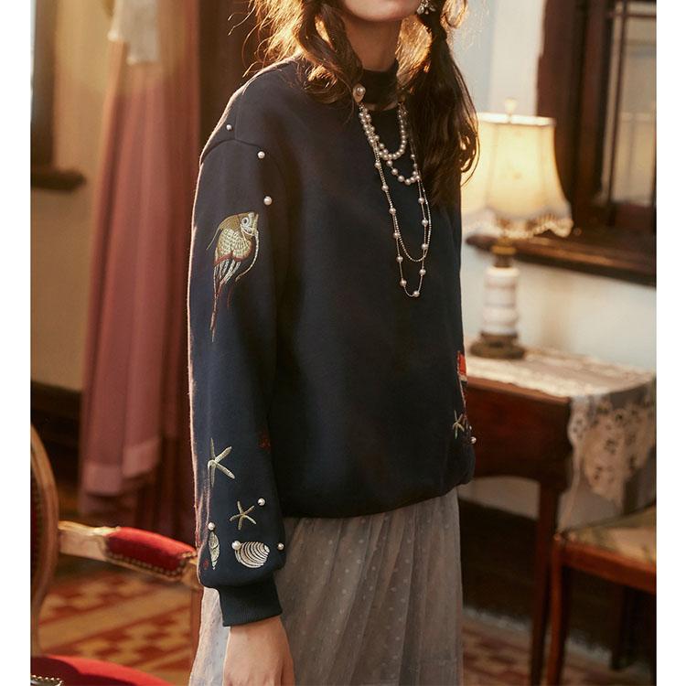 Heavy industry beaded sequin design top