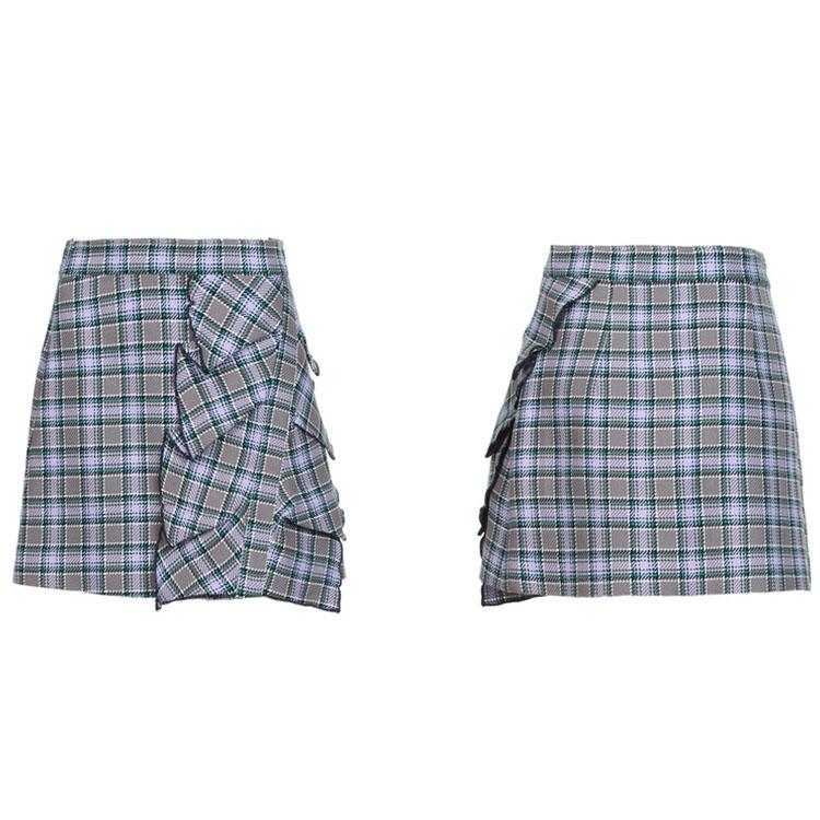 High waist plaid skirt