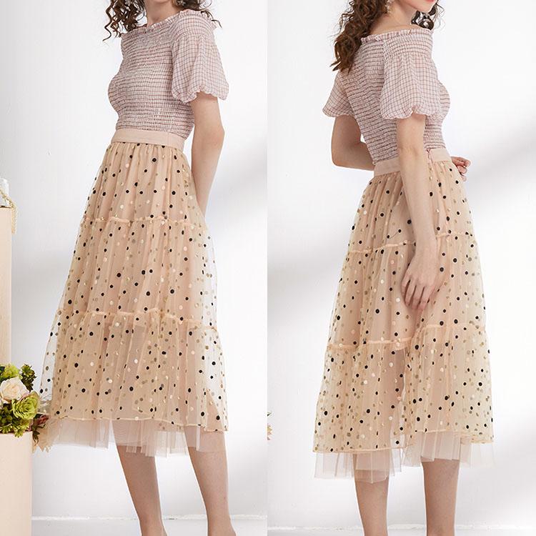 Polka dot yarn skirt irregular skirt