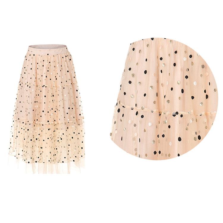 Polka dot yarn skirt irregular skirt