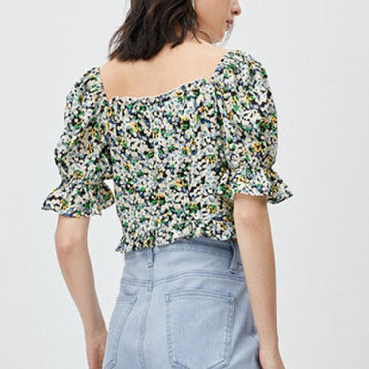Floral puff sleeve top