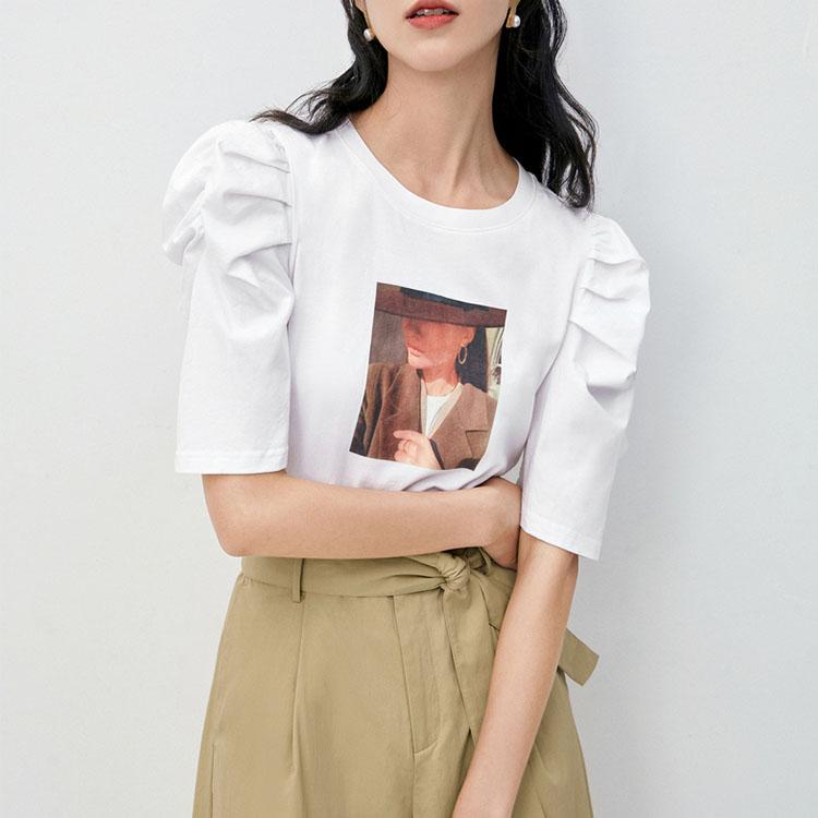 Puff sleeve print top