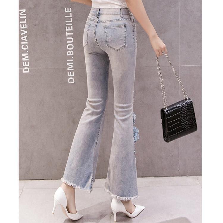 Bead Embroidery Jeans Trousers #5063