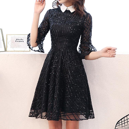 #5025 Black Sequins Dress