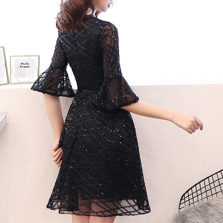 #5025 Black Sequins Dress