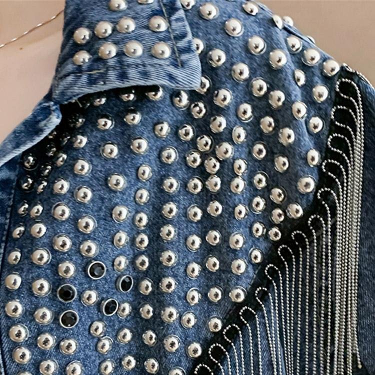 5028 Tassel Diamond Rivets Jacket - DresseslovesOOTD