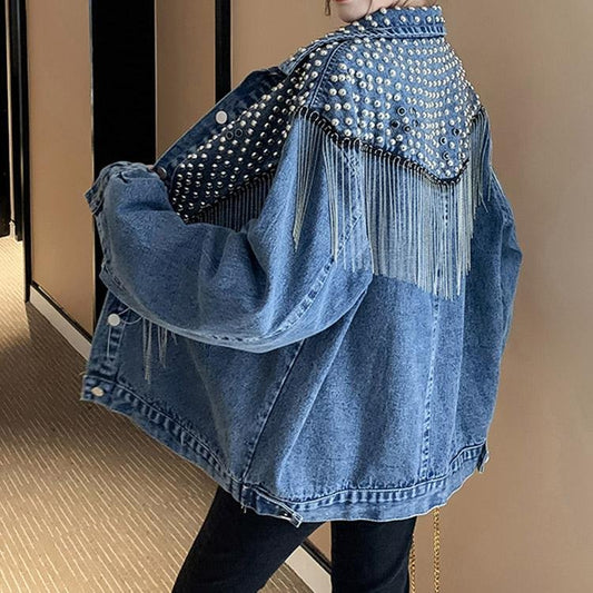5028 Tassel Diamond Rivets Jacket - DresseslovesOOTD