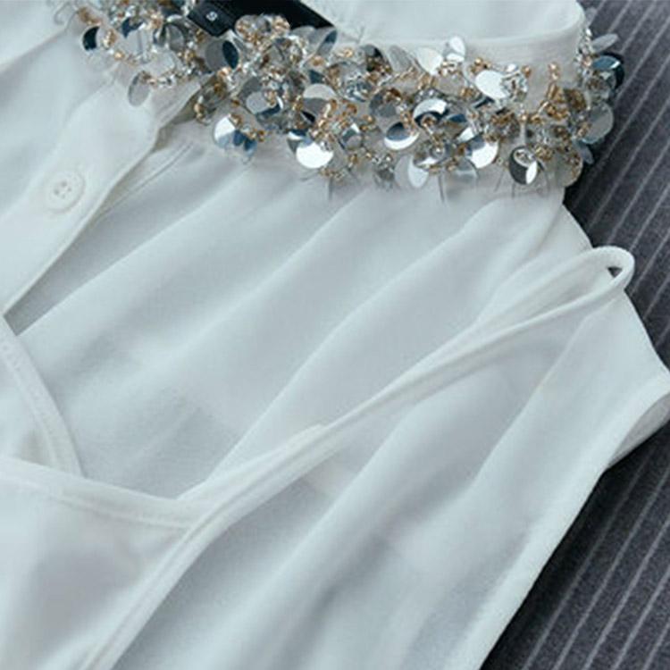 #5045 Sequin Collar Sleeveless Shirt