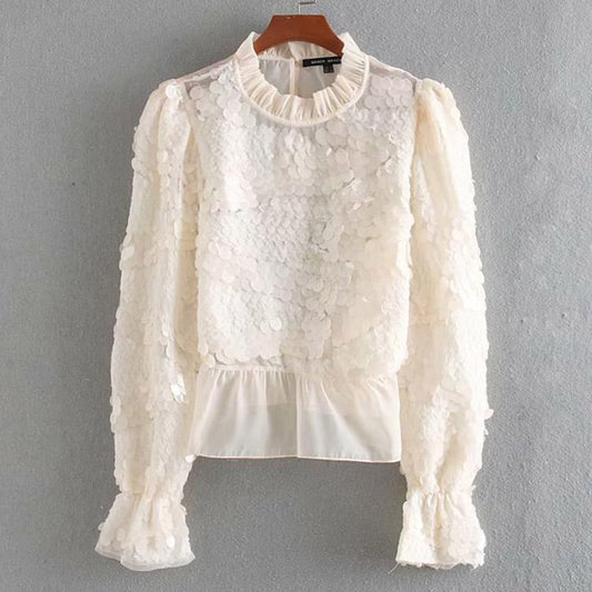 5046 Fish Scale Beaded Top - DresseslovesOOTD