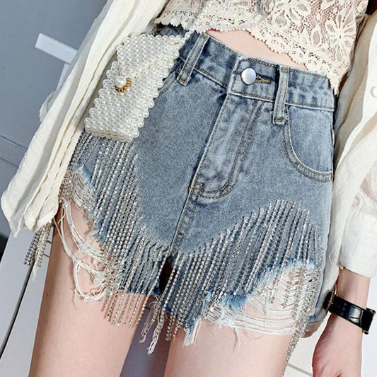 #5051 Nail Drill Denim Shorts