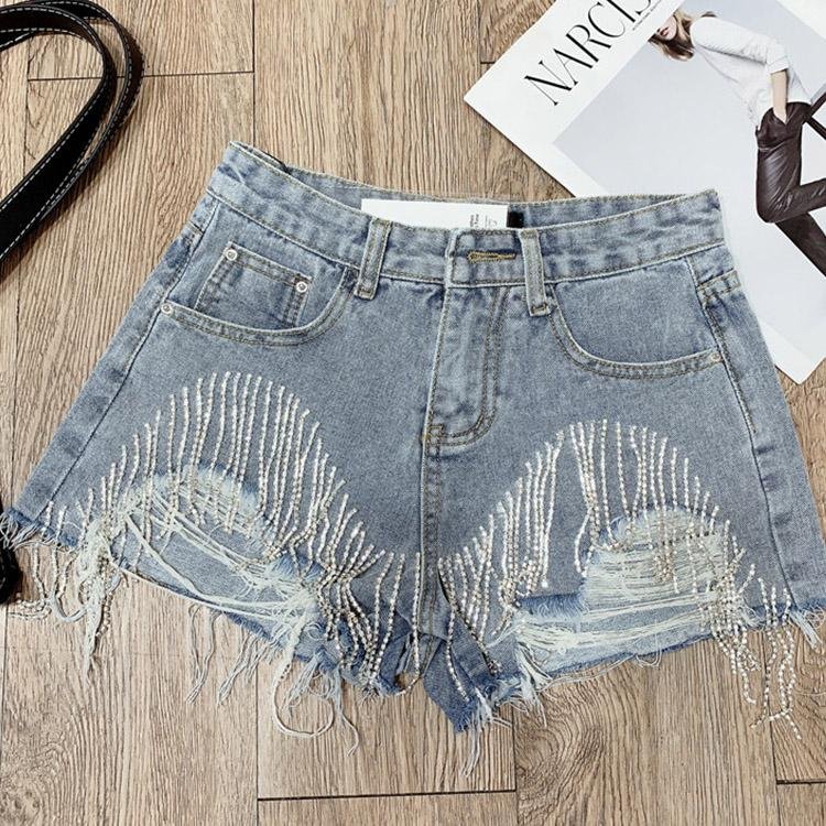 5051 Nail Drill Denim Shorts - DresseslovesOOTD