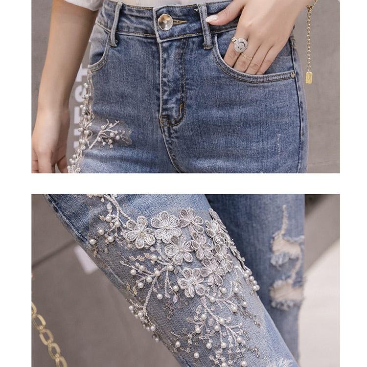 5052 Embroidered beaded Jeans Trousers - DresseslovesOOTD