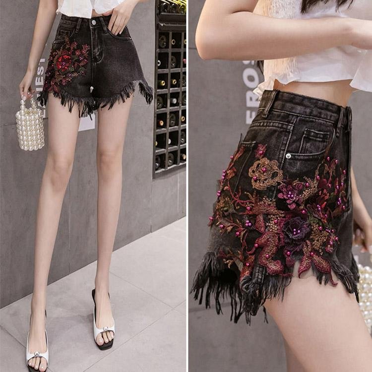 5056 Beaded Tassel Denim Shorts - DresseslovesOOTD
