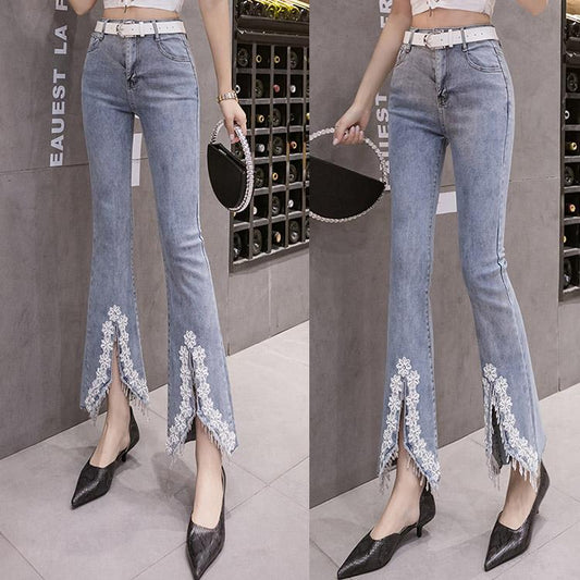 #5062 Embroidery Jeans Trousers