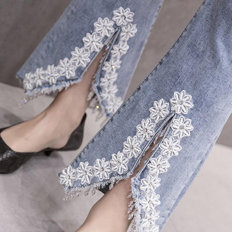 #5062 Embroidery Jeans Trousers