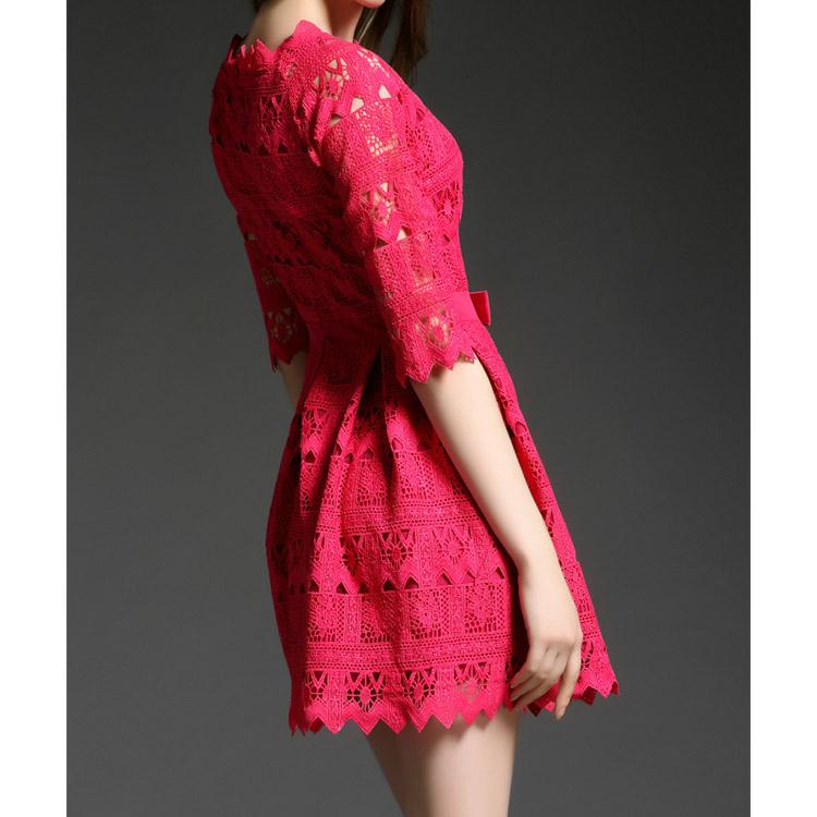 #5110 Embroidered Cutout Lace Dress