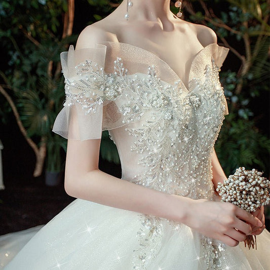 5141 OFF SHOULDER WEDDING DRESS - DresseslovesOOTD
