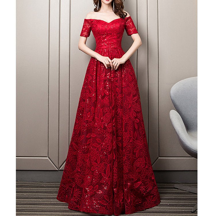 5143 SEQUINED LACE EVENING DRESS - DresseslovesOOTD