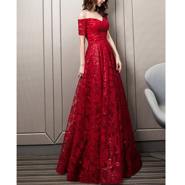 5143 SEQUINED LACE EVENING DRESS - DresseslovesOOTD