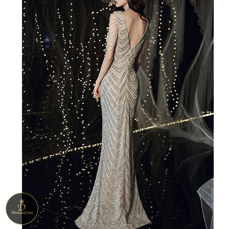 #5301 Tassel sequins evening dress