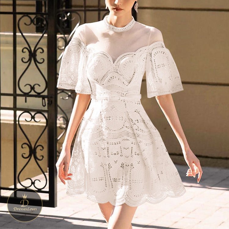 5328 Lace embroidered dress - DresseslovesOOTD