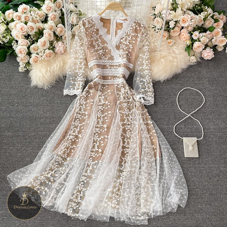 5333 Embroidered lace dress - DresseslovesOOTD