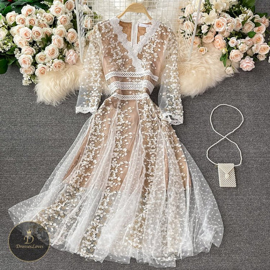 5333 Embroidered lace dress - DresseslovesOOTD