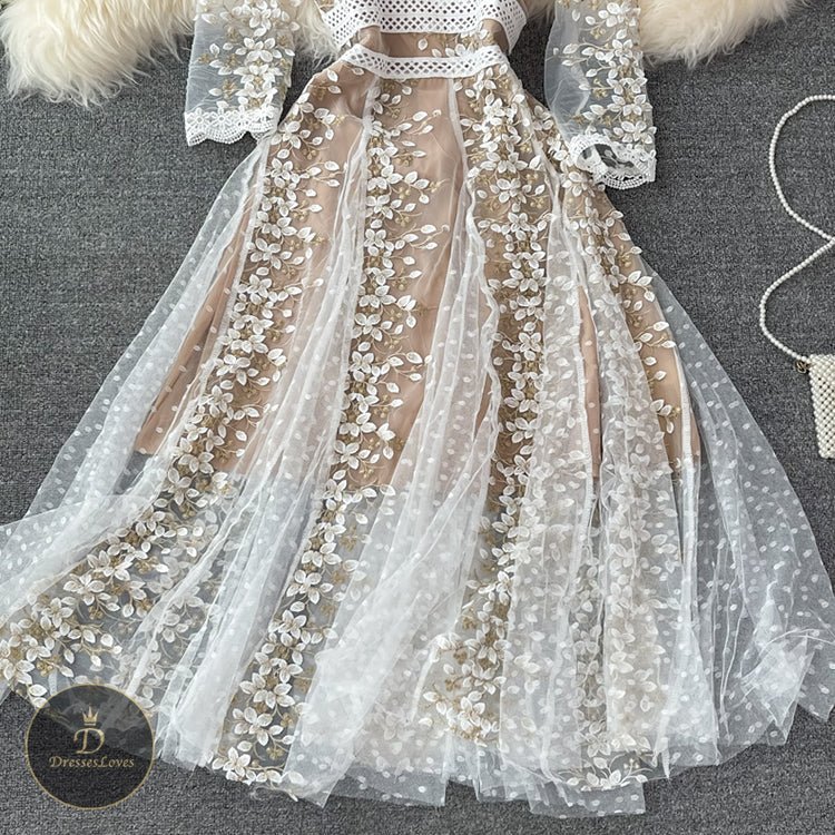 5333 Embroidered lace dress - DresseslovesOOTD