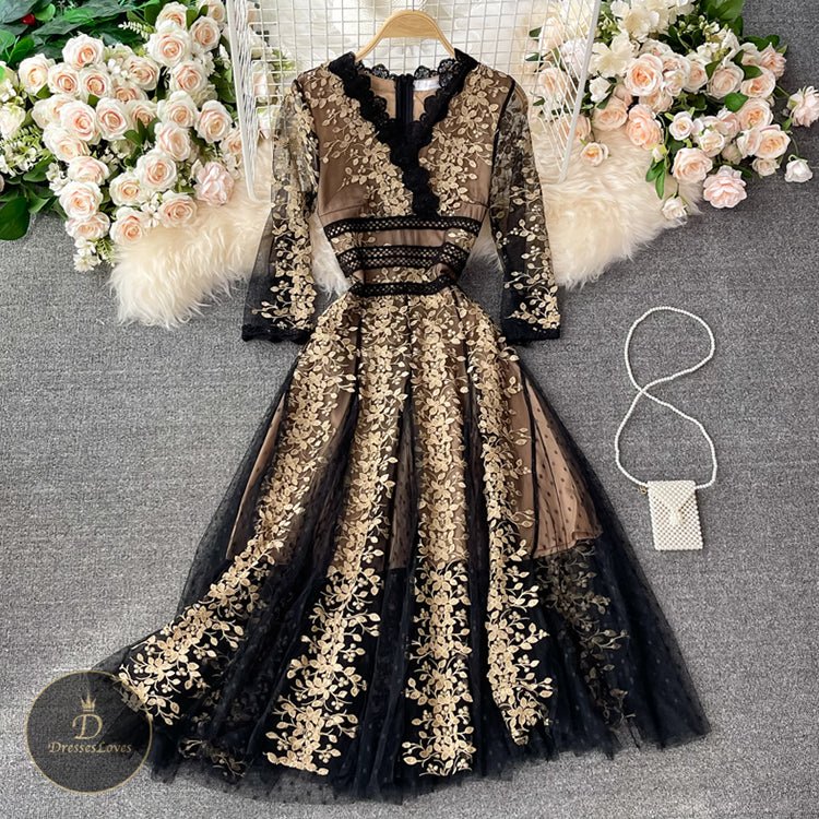 5333 Embroidered lace dress - DresseslovesOOTD